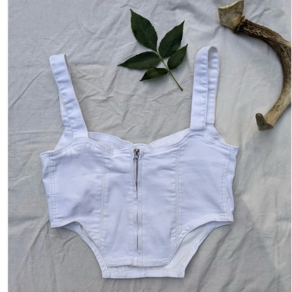 White Denim Corset - Picture 5 of 6